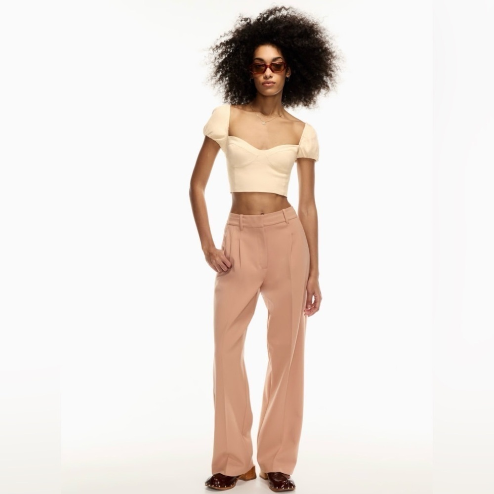 Aritzia Wilfred Novella Cap Sleeve Blouse in Flax Beige